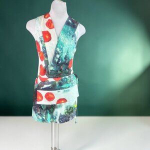 Misha Nonoo 100% Silk V Neck Mini Dress with Attached Flap Pouch Size 2